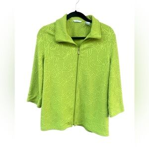 Laura Ashley Lime Green Textured Zip Jacket/Top. Size Large